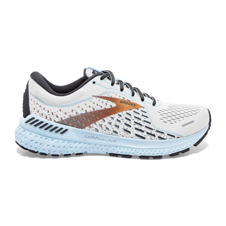 Brooks Adrenaline GTS 21 Women's Road Running Shoes - White/Alloy/Light Blue (80579-ZHMV)